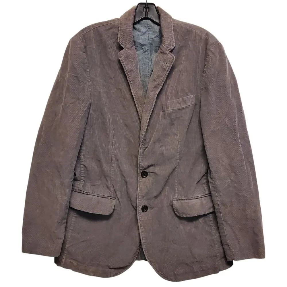 Vintage J CREW Jacket Mens Medium Gray Corduroy Blazer Single Breasted Preppy